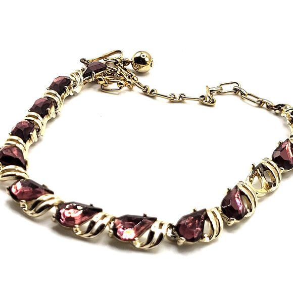 Vintage 1950s Purple Teardrop Choker Collar Necklace Chunky 15in - Picture 1 of 2